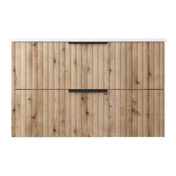 Mobile Sottolavabo Veppenssan con Lavabo e 2 Cassetti - Effetto Rovere - Varie Misure [en.casa]