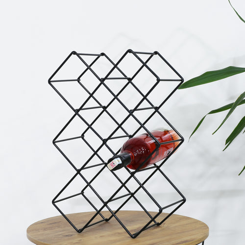 Portabottiglie Apremont per 8 bottiglie metallo nero [en.casa] - premiumXL