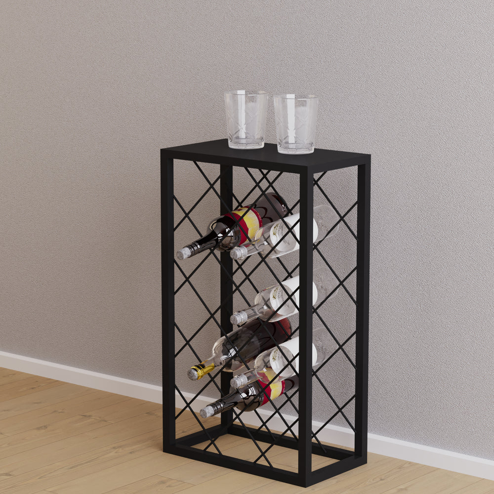 Portabottiglie Amasia in metallo 74x45x22 cm nero [en.casa] - premiumXL