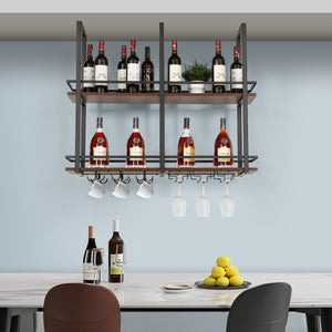 Portabottiglie Hubro Nero/effetto noce [en.casa]