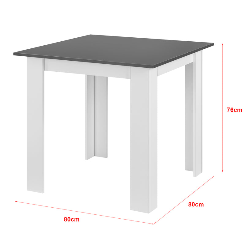 Schizzo in scala Tavolo da Pranzo con Piano Quadrato e Gambe a Forma di L 80 x 80 x 76cm Tavolo da Cucina in Design Moderno - Vari Colori