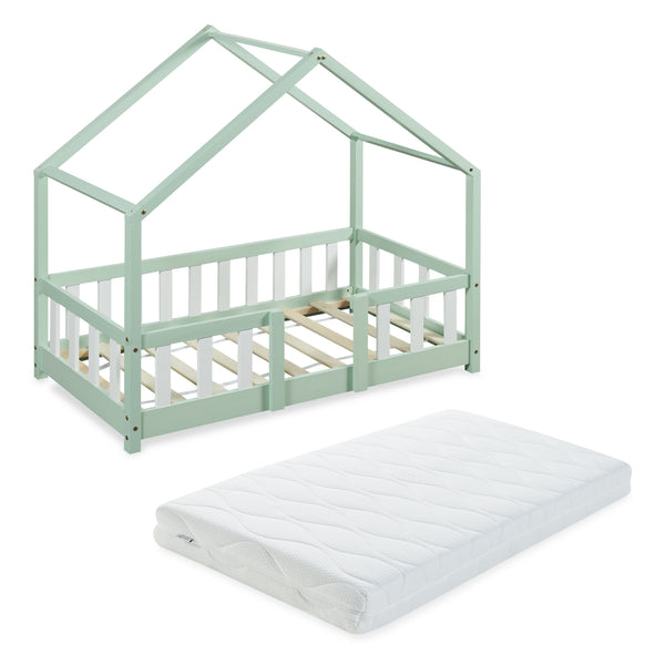 Letto per Cameretta Treviolo a Forma di Casetta in Stile Montessori con Materasso [en.casa]