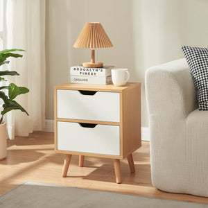 Nachttisch Bordkak mit Schubladen Eicheoptik/Weiß [en.casa]