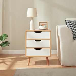 Comodino Bordkak con Cassetti - Effetto Rovere / Bianco [en.casa]