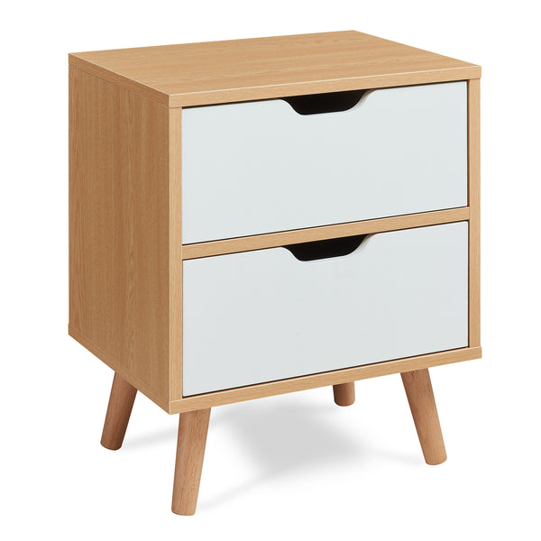 Nachttisch Bordkak mit Schubladen Eicheoptik/Weiß [en.casa]
