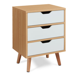 Comodino Bordkak con Cassetti - Effetto Rovere / Bianco [en.casa]