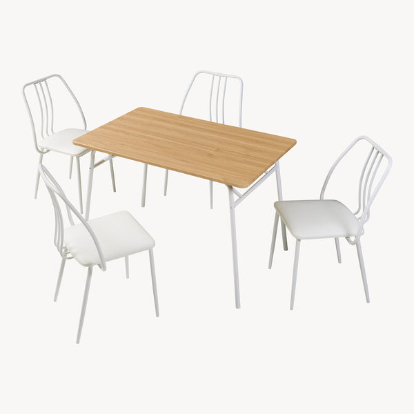 Set da Pranzo Omso Tavolo 110x70 cm e 4 Sedie Imbottite [en.casa]