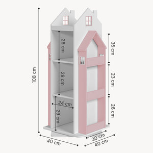 Scaffale Girevole Vipsali per Cameretta Design Casetta 108x40x40 cm [en.casa]