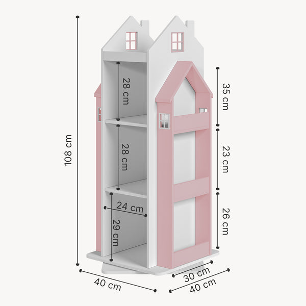 Scaffale Girevole Vipsali per Cameretta Design Casetta 108x40x40 cm [en.casa]
