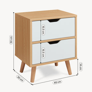 Nachttisch Bordkak mit Schubladen Eicheoptik/Weiß [en.casa]
