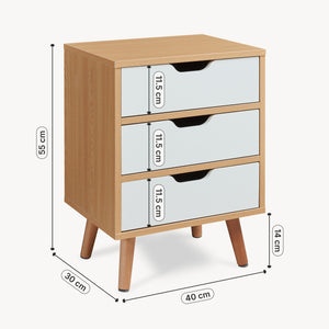 Comodino Bordkak con Cassetti - Effetto Rovere / Bianco [en.casa]