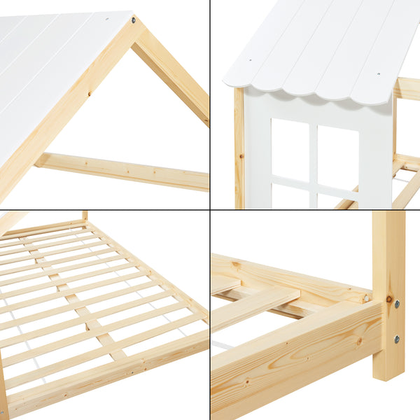 Lettino semiaperto per bambini Tostedt con materasso [en.casa]