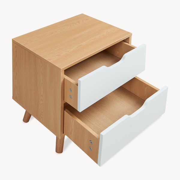 Nachttisch Bordkak mit Schubladen Eicheoptik/Weiß [en.casa]