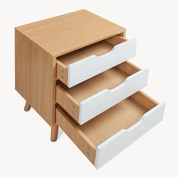Comodino Bordkak con Cassetti - Effetto Rovere / Bianco [en.casa]