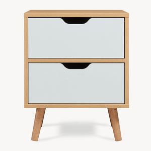 Nachttisch Bordkak mit Schubladen Eicheoptik/Weiß [en.casa]