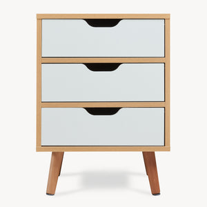 Comodino Bordkak con Cassetti - Effetto Rovere / Bianco [en.casa]