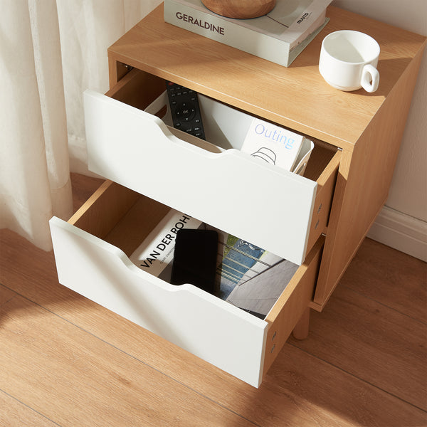 Nachttisch Bordkak mit Schubladen Eicheoptik/Weiß [en.casa]