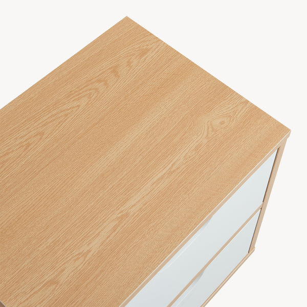 Nachttisch Bordkak mit Schubladen Eicheoptik/Weiß [en.casa]