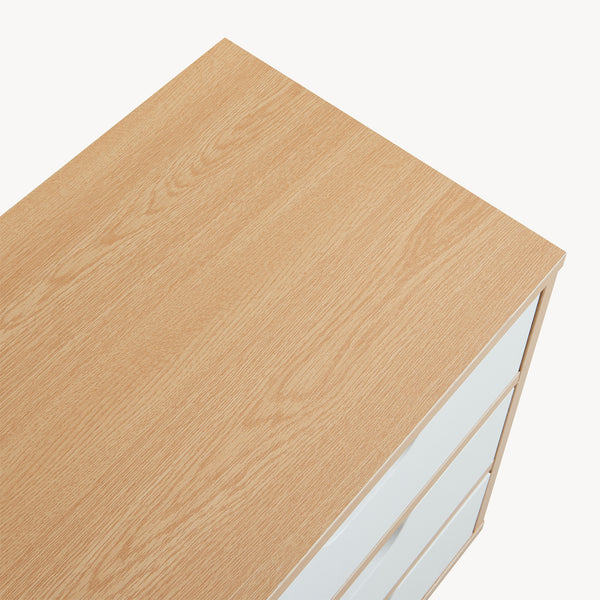 Comodino Bordkak con Cassetti - Effetto Rovere / Bianco [en.casa]