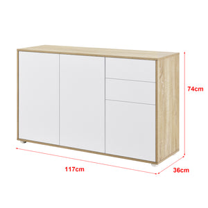 Credenza Paarl Comò con 2 Cassetti e 3 Ante per Soggiorno Camera da Letto [en.casa]