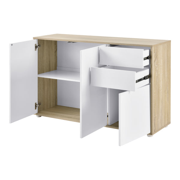Credenza Paarl Comò con 2 Cassetti e 3 Ante per Soggiorno Camera da Letto [en.casa]