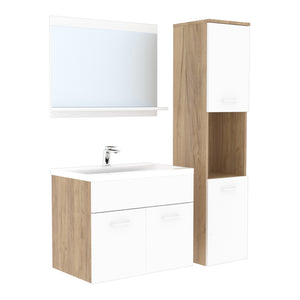 Set da Bagno Krildihana Mobile Sottolavabo con Lavabo Armadio a Colonna e Specchio - Vari Colori [en.casa]