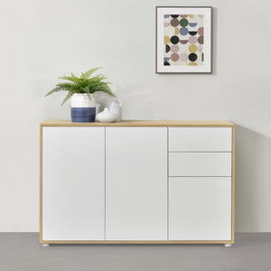 Credenza Paarl Comò con 2 Cassetti e 3 Ante per Soggiorno Camera da Letto [en.casa]