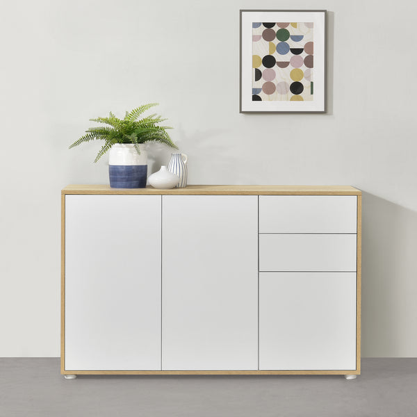 Credenza Paarl Comò con 2 Cassetti e 3 Ante per Soggiorno Camera da Letto [en.casa]