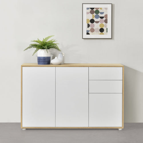 Credenza Paarl Comò con 2 Cassetti e 3 Ante per Soggiorno Camera da Letto [en.casa]