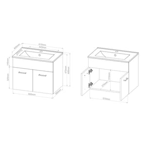 Set da Bagno Krildihana Mobile Sottolavabo con Lavabo Armadio a Colonna e Specchio - Vari Colori [en.casa]