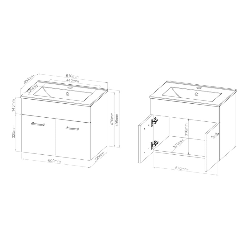 Schizzo in scala Set da Bagno Krildihana Mobile Sottolavabo con Lavabo Armadio a Colonna e Specchio - Vari Colori [en.casa]