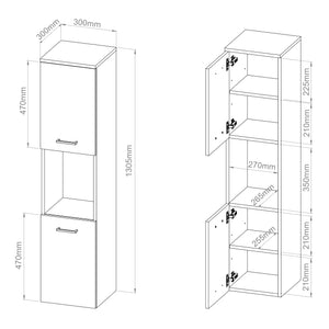 Set da Bagno Krildihana Mobile Sottolavabo con Lavabo Armadio a Colonna e Specchio - Vari Colori [en.casa]