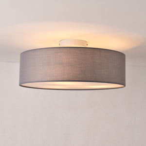 Plafoniera Rotonda Omaha Rivestita in Tessuto Traslucido AxØ 12x45 cm - Vari Colori lux.pro