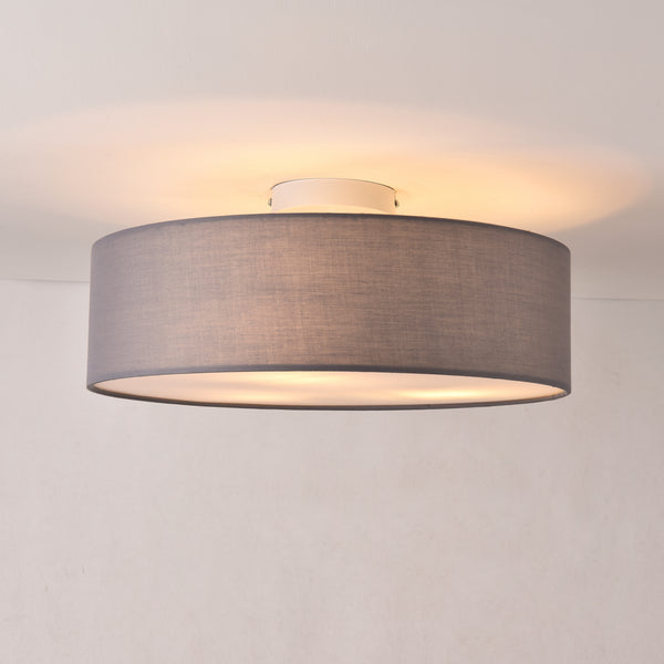 Plafoniera Rotonda Omaha Rivestita in Tessuto Traslucido AxØ 12x45 cm - Vari Colori lux.pro