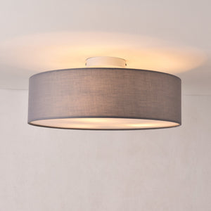 Plafoniera Rotonda Omaha Rivestita in Tessuto Traslucido AxØ 12x45 cm - Vari Colori lux.pro