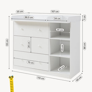 Cassettiera Beldinupp con Piano Fasciatoio Rimovibile 93 x 110 x 55 cm - Vari Colori [en.casa]