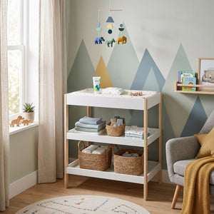 Fasciatoio Oupilu con 2 ripiani 91x82x53 cm Bianco [en.casa]