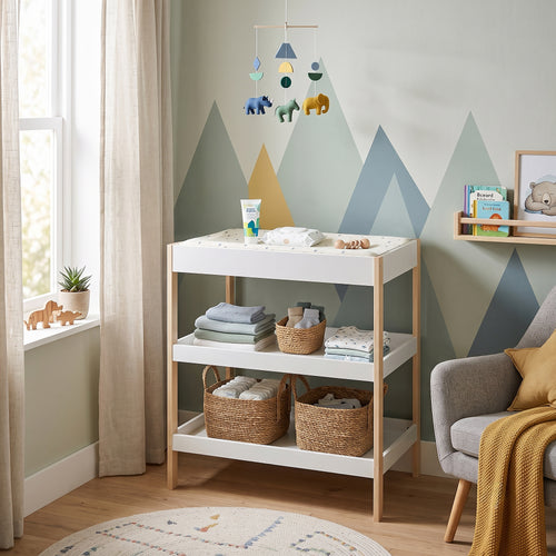 Fasciatoio Oupilu con 2 ripiani 91x82x53 cm Bianco [en.casa]