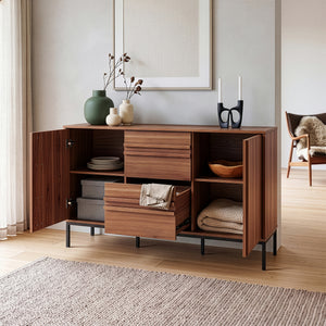 Sideboard Kilmandar 150x40x79 cm effetto noce [en.casa]
