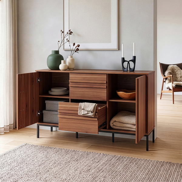 Sideboard Kilmandar 150x40x79 cm effetto noce [en.casa]