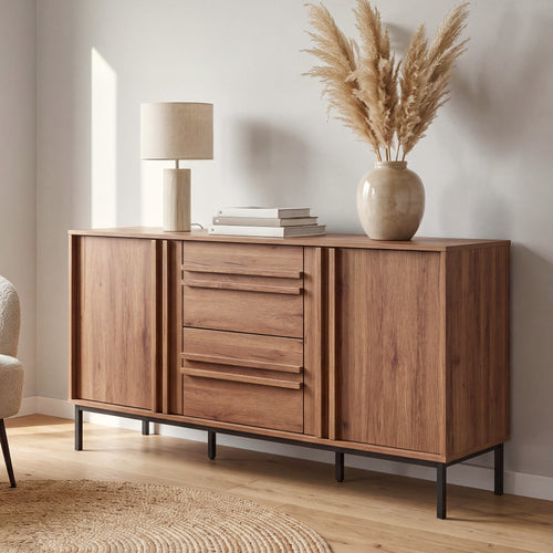 Sideboard Kilmandar 150x40x79 cm effetto noce [en.casa]