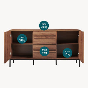 Sideboard Kilmandar 150x40x79 cm effetto noce [en.casa]