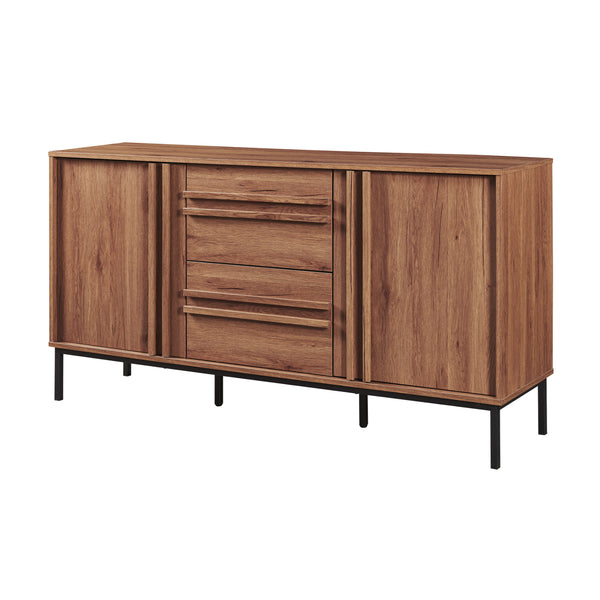 Sideboard Kilmandar 150x40x79 cm effetto noce [en.casa]