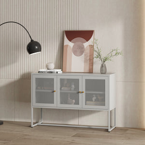 Credenza Sund con 3 ante acciaio grigio [en.casa] - premiumXL