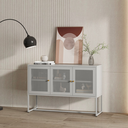 Credenza Sund con 3 ante acciaio grigio [en.casa] - premiumXL