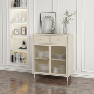 Credenza Lindau acciaio 97x80x40 cm crema [en.casa] - premiumXL