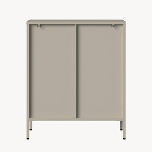 Vetrina Klippestad a 2 Ante in Vetro Credenza con 3 Scomparti 95 x 80 x 35 cm - Grigio Caldo [en.casa]