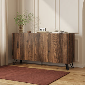 Sideboard Trorlon 160x40x83 cm effetto noce/travertino [en.casa]