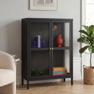 Credenza Säkylä Comò con Ante in Vetro Scanalato [en.casa]