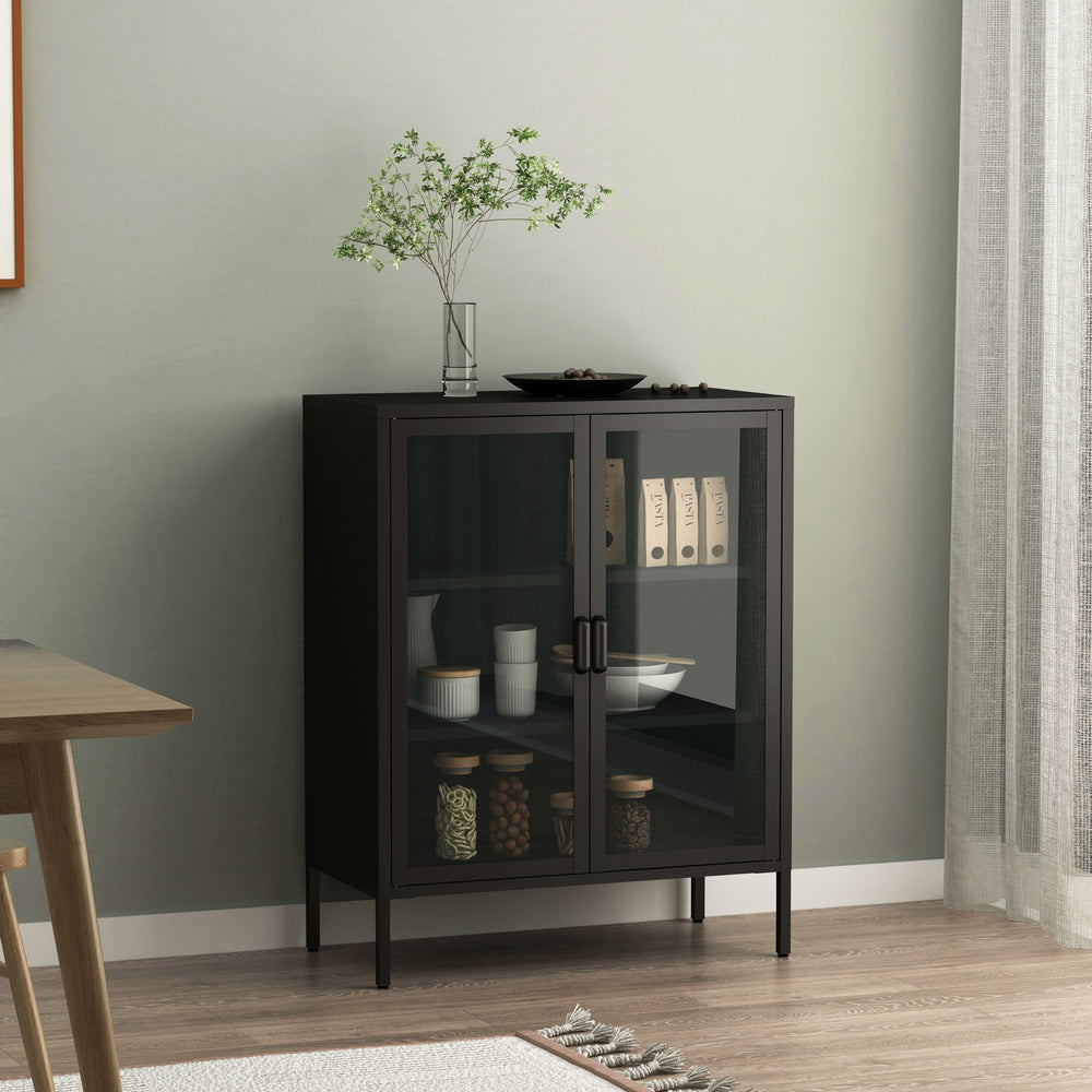 Sideboard Fauske con ante in vetro in diversi colori [en.casa] - premiumXL